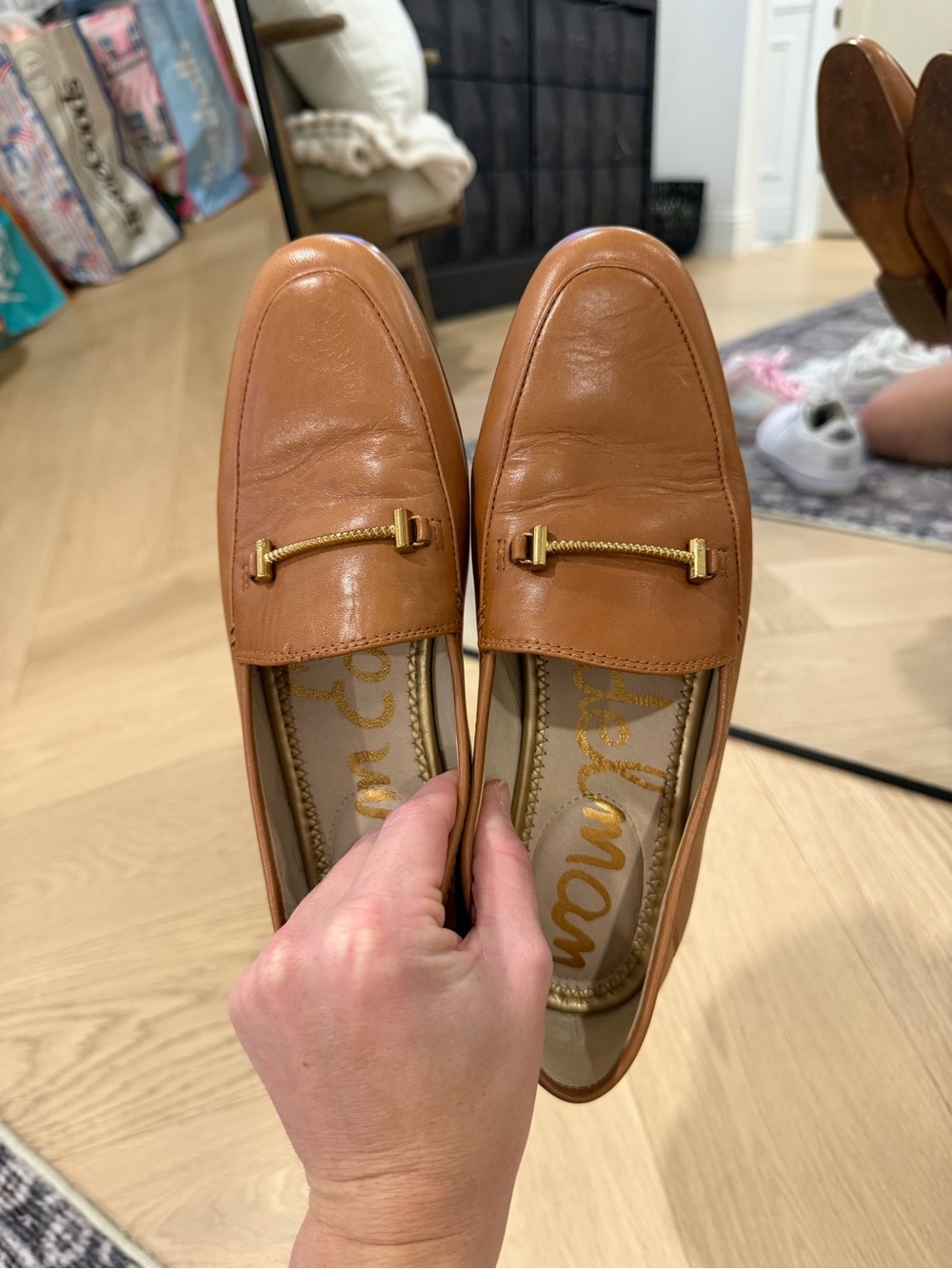 Sam Edelman Brown Leather Bit Slip-On Loafers